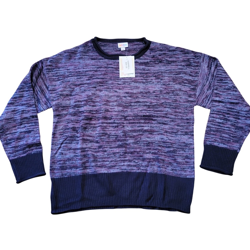 LulaRoe Harper Purple Space Dye Crew Neck Sweater L NWT Cozy Spring Layer